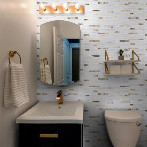 StyloVue 20 Sheets Peel and Stick Backsplash for Kitchen, 2026 Upgraded Dolomite Star Gray with Metal Gold Look Stick on Tile Upgrade Your Kitchen Backsplash, RV, Fireplace - color: Dolomite Star Gray With Metal Gold