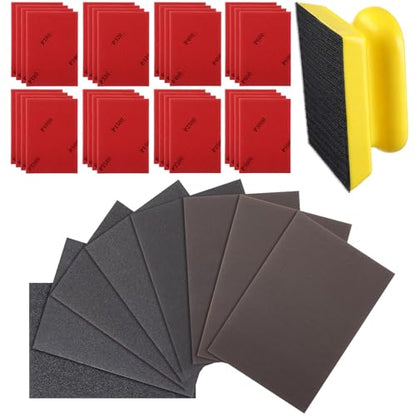 32Pcs Sanding Sponge Kit with Sanding Block, 180-3000 Grit Sandpaper