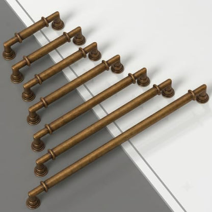 10 Pack Antique Brass Cabinet Pulls 3.75 Inch(96mm) Kitchen Cupboard Handles Solid Heavy Duty Zinc Alloy Drawer Pulls - color: Antique Brass, size: 3.75" Hole Center
