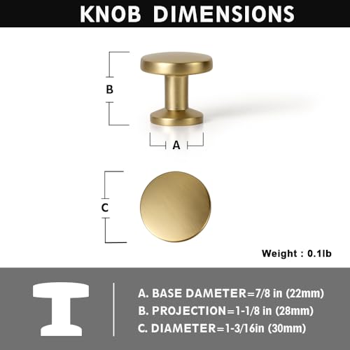 Champagne Bronze Cabinet Knobs with Cylindrical Stem, Set of 12 - color: Champagne Bronze