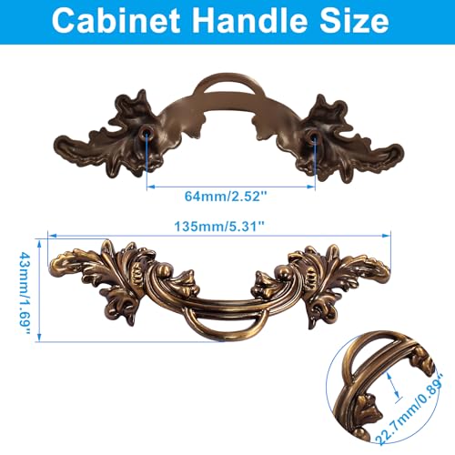 Biaungdo Vintage Cabinet Pulls Handles, 6 Pcs, Bronze