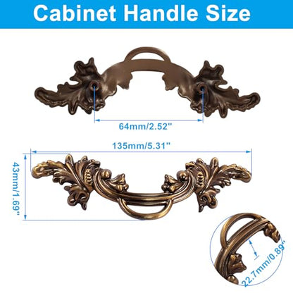 Biaungdo Vintage Cabinet Pulls Handles, 6 Pcs, Bronze