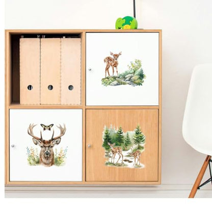 Peacoblue Forest Deer Rub On Transfers for Furniture Craft 6"x12" - style: Forest Deer