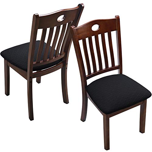 Fuloon Dining Chair Seat Covers Stretch Slipcovers, 6 Pack, Black - color: Black, size: Not Waterproof