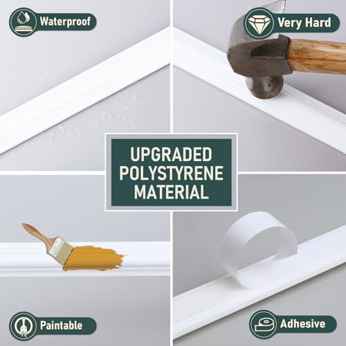 Melkus Peel and Stick Wall Molding Kit, 3 Sets 18“x20" Precut Wainscoting Panels, Self Adhesive Molding Trims for Interior Wall Décor - size: 3 Set/18"x20"