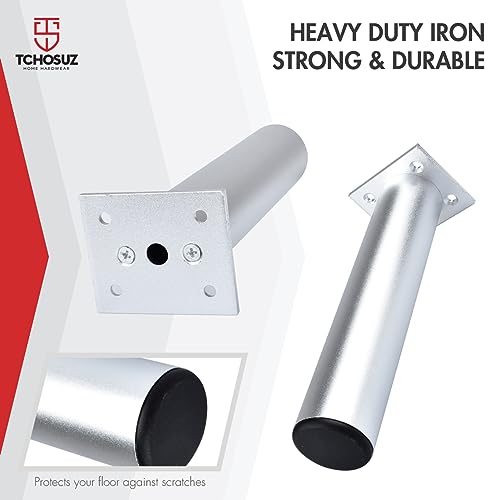 8 Inch Aluminium Alloy Metal Furniture Legs, Set of 4 Round Silver - color: Silver, size: 8"/20cm