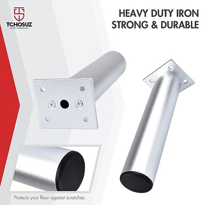 8 Inch Aluminium Alloy Metal Furniture Legs, Set of 4 Round Silver - color: Silver, size: 8"/20cm