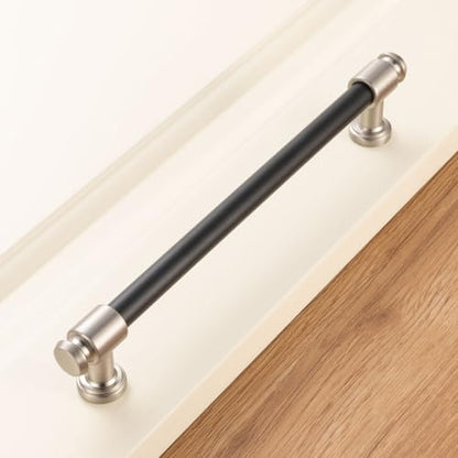 KOOFIZO 10 Pack 7-1/2 in Black & Nickel Cabinet Pull, Drawer Handles P11 - color: Black + Brushed Nickel, size: 7-1/2" CC