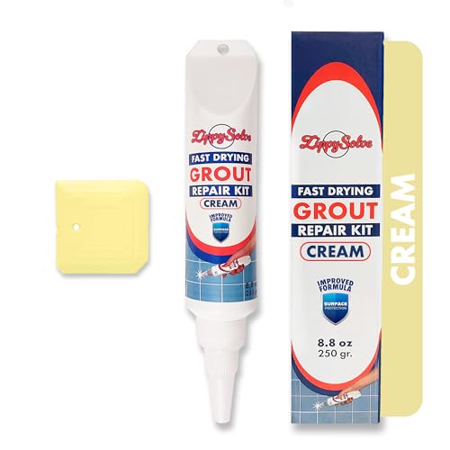 ZippySolve Tile Grout Repair Kit, Refresh Tile, Grout Sealer (8.8oz, Cream) - color: Cream
