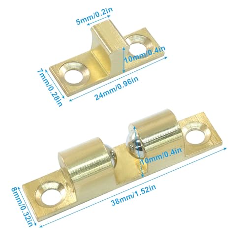 Hordion 4 Pack Double Ball Tension Roller Catch Latch, 40mm Solid Brass