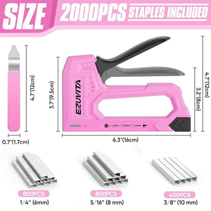 Light Duty Staple Gun for Wood, Pink Upholstery Staple Gun Kit - color: Pink