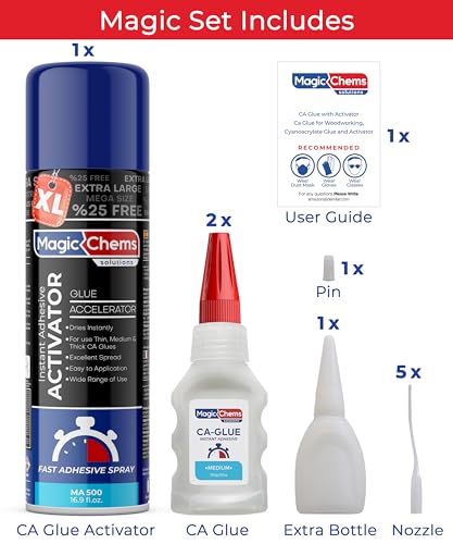 Magic Chems CA Glue with Activator, Cyanoacrylate Adhesive, Acrylic, 1 Pack - size: 1 Pack