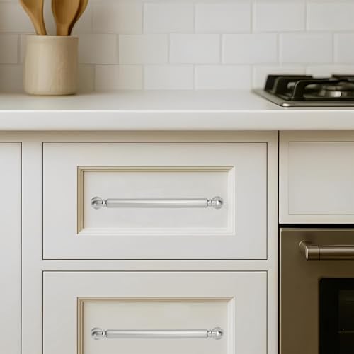khtumeware 2-Pack Brushed Satin Nickel Heavy-Duty Solid Cabinet Pulls, 3-1/2 Inch (89mm) Hole Center, Drawer Pulls, Cabinet Hardware, Suitable for Kitchen Cabinets, Bathrooms and Dressers - color: Brushed Satin Nickel, size: 3-1/2 Inch(89mm)Hole Center