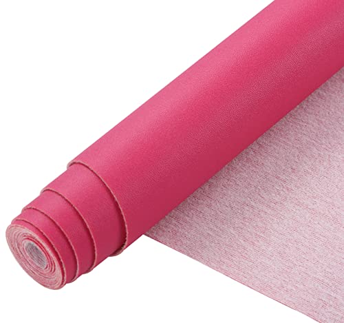 Picheng Smooth Faux Leather Sheets: 13.8"X53" Solid Soft Faux Leather Roll - color: Rose Red