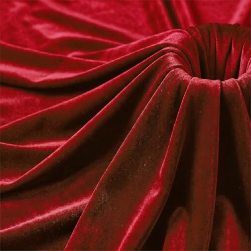 Stretch Velvet Fabric by the Yard Red 60 Inch Wide 1 Yard - color: Red, size: 1 Yard