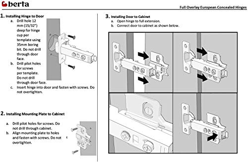 Berta 25-Pack Full Overlay Frameless Soft-Close European Hinges, 110° 3D Adjustable, Clip-On Concealed Kitchen Cabinet Door Hinges with Screws - Ideal for Modern Cabinets - size: 25 Pieces