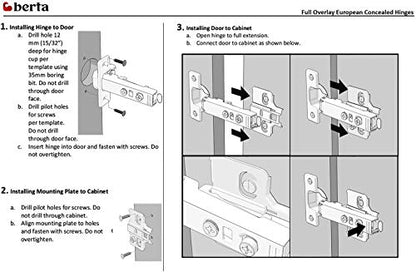 Berta 25-Pack Full Overlay Frameless Soft-Close European Hinges, 110° 3D Adjustable, Clip-On Concealed Kitchen Cabinet Door Hinges with Screws - Ideal for Modern Cabinets - size: 25 Pieces