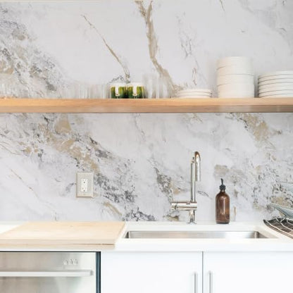Marble Peel and Stick Wallpaper Thick White Marble Contact Paper for Countertops Waterproof Contact Paper Peel and Stick for Cabinets Old Furniture Kitchen Bathroom