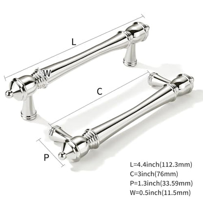 khtumeware 2 Pack 3 inch(76mm) Hole Center Virbant Polished Nickel Cabinet Pulls Heavy-Duty Solid Cabinet Hardware Drawer Pulls Hardware Suitable for Kitchens bathrooms and Dressing Tables - color: Polished Nickel, size: 3inch(76mm) hole center