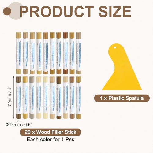 uxcell 20Pcs Wood Filler Sticks 20 Colors Natural & Maple Series - color: Natural Maple Series