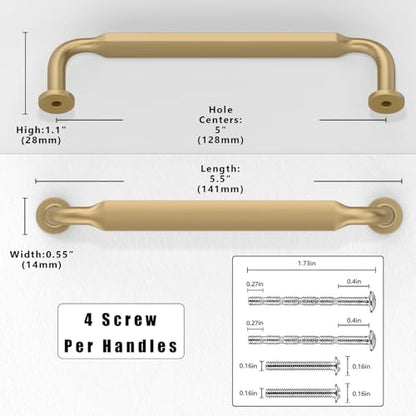 10 Pack Champagne Bronze Cabinet Pulls 5 Inch(128mm) Kitchen Cabinet Handles Solid Zinc Alloy Cabinet Hardware Drawer Pulls - color: Champagne Bronze, size: 5" Hole Center