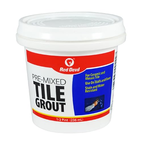 Red Devil 0422 Pre-Mixed Tile Grout - Professional Quality, Excellent Adhesion, Ideal for Wall & Floor Use - 1/2 Pint, White, Made in USA - color: White, size: 1/2 Pint, style: 1 - Pack