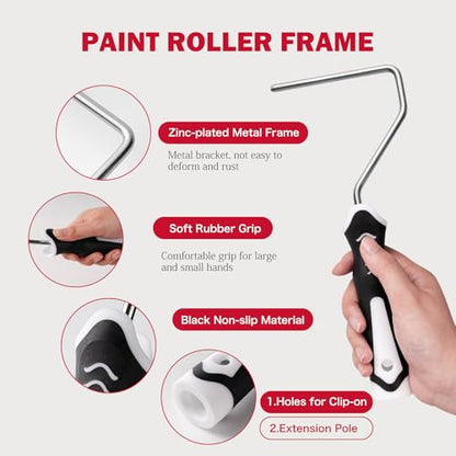 Mister Rui 16-Piece 4 Inch Paint Roller Kit with 5-in-1 Tool & Taping Knife