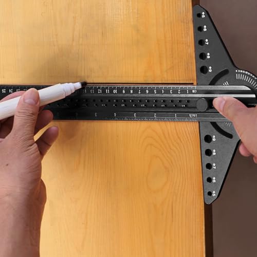 13" Woodworking Scriber Marking Line Ruler with Angle Finder, Adjustable Aluminum Alloy Sliding T-Square Ruler(Black) - color: Black