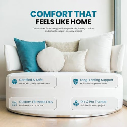 Custom Cut Foam Cushion Insert, High Density Upholstery Foam Cut to Size for Couch, Sofa, Chair & Bench, CertiPUR-US Polyurethane Padding, Firm Support Replacement, Made in USA - style: Trapezoid