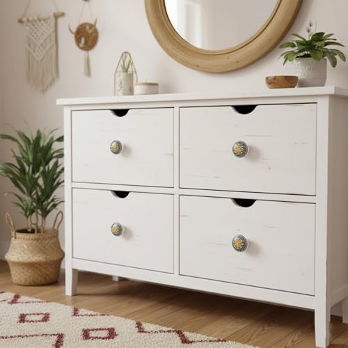 HUAMULAN Ceramic Knobs Boho Cabinet Pulls Drawer Door Handles 15 Pack - color: Dark Grey Floral