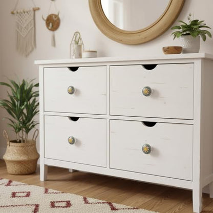 HUAMULAN Ceramic Knobs Boho Cabinet Pulls Drawer Door Handles 15 Pack - color: Dark Grey Floral