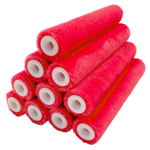 6 Inch Mohair Paint Roller Covers, 10 Pcs Mini Roller Brushes - size: 6",10 pieces,Red