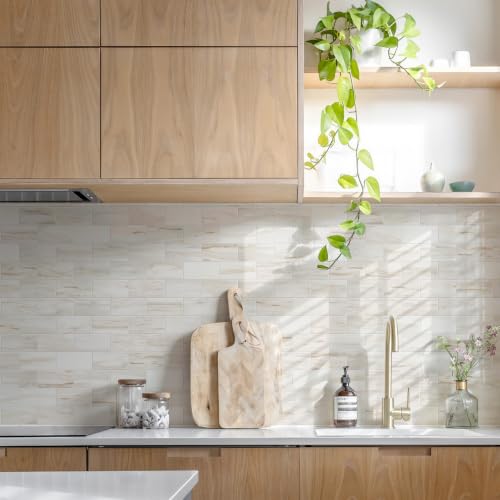 STICKGOO 10-Sheet Subway Tile Peel and Stick Backsplash, Wooden Grain - color: Glossy Wooden Marble Grain