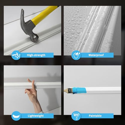 Art3d Pre-Cut Wall Molding Set, Ready-to-Assemble Panels, 3 Top 3 Bottom - color: White: Style 2