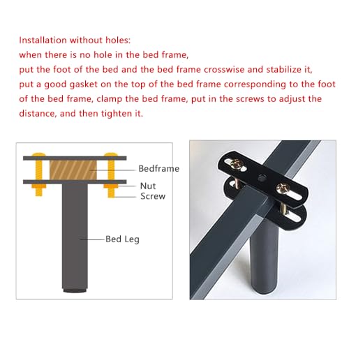 4 Set Bed Support Legs Mending Plate with Mounting Screws Bolts Hardware Flat Plate Straight Bracket Brace for Adjustable Height Bed Support Legs Bed Frame Center Support Legs Slats Reinforce