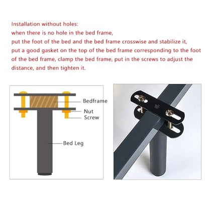 4 Set Bed Support Legs Mending Plate with Mounting Screws Bolts Hardware Flat Plate Straight Bracket Brace for Adjustable Height Bed Support Legs Bed Frame Center Support Legs Slats Reinforce