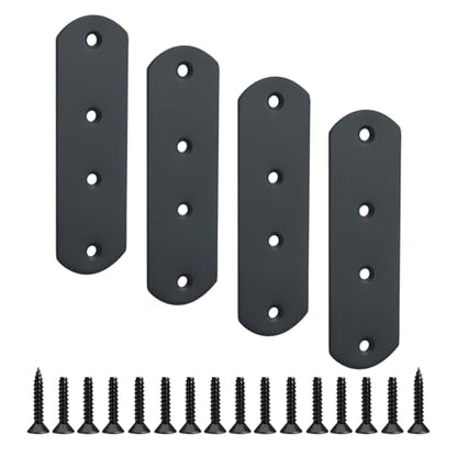 Alise 4 Pcs Black Flat Mending Plates for Wood Furniture,125x38mm - color: Matte Black, size: 125mmX38mm
