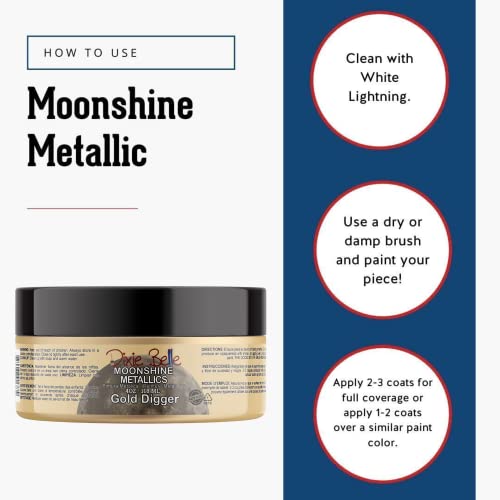 Dixie Belle Paint Company Moonshine Metallics - Gold Digger (4oz) - color: Gold Digger, style: 4 Fl Oz (Pack of 1)
