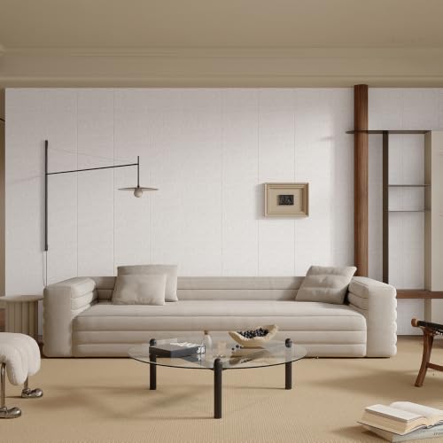 Yutianli 3D Wall Panel Peel and Stick Soundproof Foam Linen Wall White Grey 16.7"x118" Self-Adhesive Decorative Wallpaper Anti-Collision Wall Padding - color: White