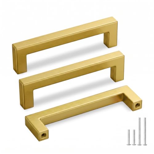 Goldenwarm 30 Pack 5" Gold Cabinet Handles Kitchen Cabinet Handles - color: Gold, size: 5in Hole Centers