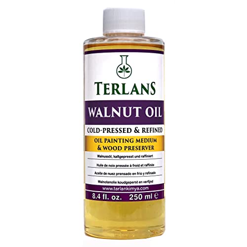 TERLANS Anatolian Walnut Oil Refined, 8.4 Fl. Oz (250 ml) Natural Oil Painting Medium & Wood Finish
