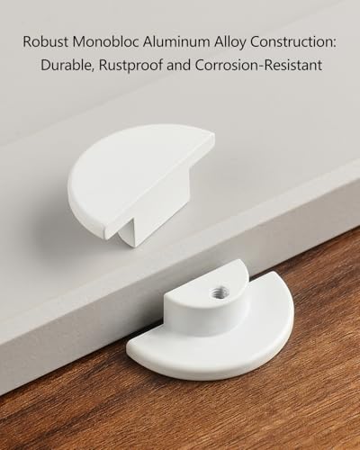 6 Pack White Drawer Knob Modern Handles Half Moon Single Hole Cabinet Pulls Closet Door Finger Pulls Semi Circle Children's Room Furniture Knobs - color: White, size: 1.6 inch