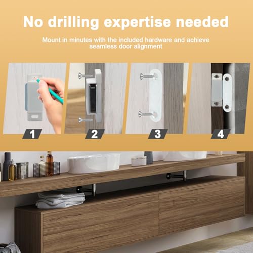 6Pcs Magnetic Door Catch Cabinet Magnets, White - color: White, 6Pcs