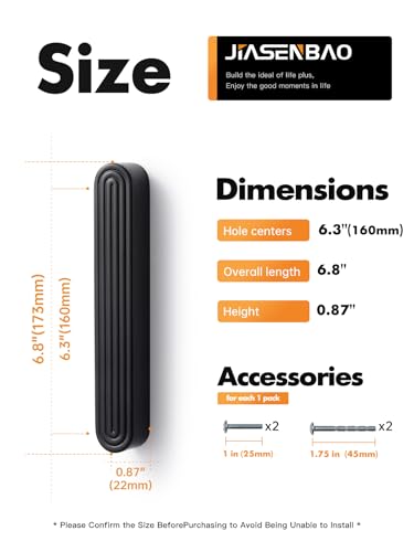 Cabinet Pulls Black 6.3" Hole Center 5 Pack - color: Black, size: 6-5/16"(160mm) Hole Center