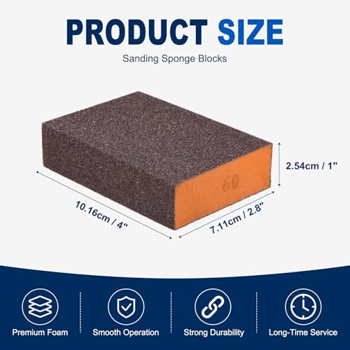 10Pcs 60-320Grit Sanding Sponges, Wet Dry Sanding Blocks - size: 60/80/100/120/180/240/320Grit