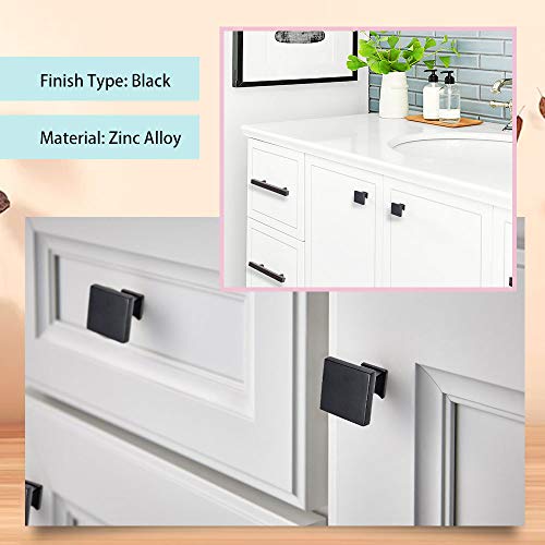 Goldenwarm 35 Pack Black Cabinet Knobs, Square Zinc Alloy Drawer Knobs - color: Square Black, size: Single Hole