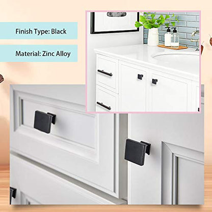 Goldenwarm 35 Pack Black Cabinet Knobs, Square Zinc Alloy Drawer Knobs - color: Square Black, size: Single Hole