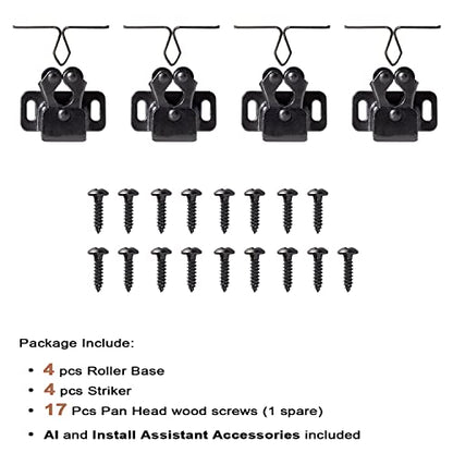 Keenkee Cabinet Latch Double Roller Catch, Black Nickel, 4 PCS - color: BlackNickel 4ps
