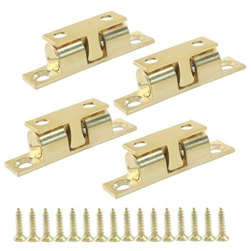 Hordion 4 Pack Double Ball Tension Roller Catch Latch, 40mm Solid Brass