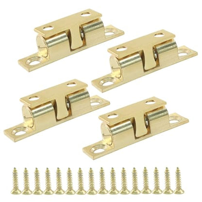 Hordion 4 Pack Double Ball Tension Roller Catch Latch, 40mm Solid Brass